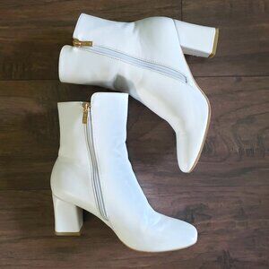 White Gogo Style Ankle Boots